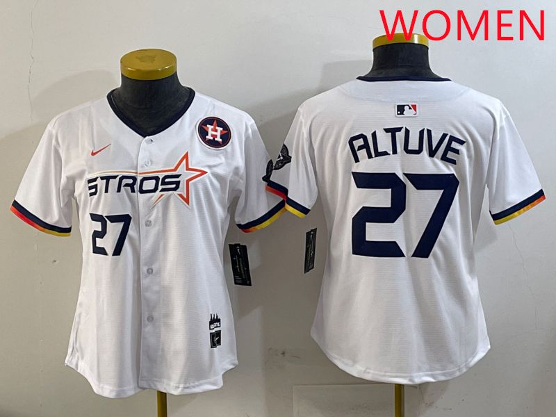 Women Houston Astros #27 Altuve White three generations Joint Name Nike 2025 MLB Jersey style 6
